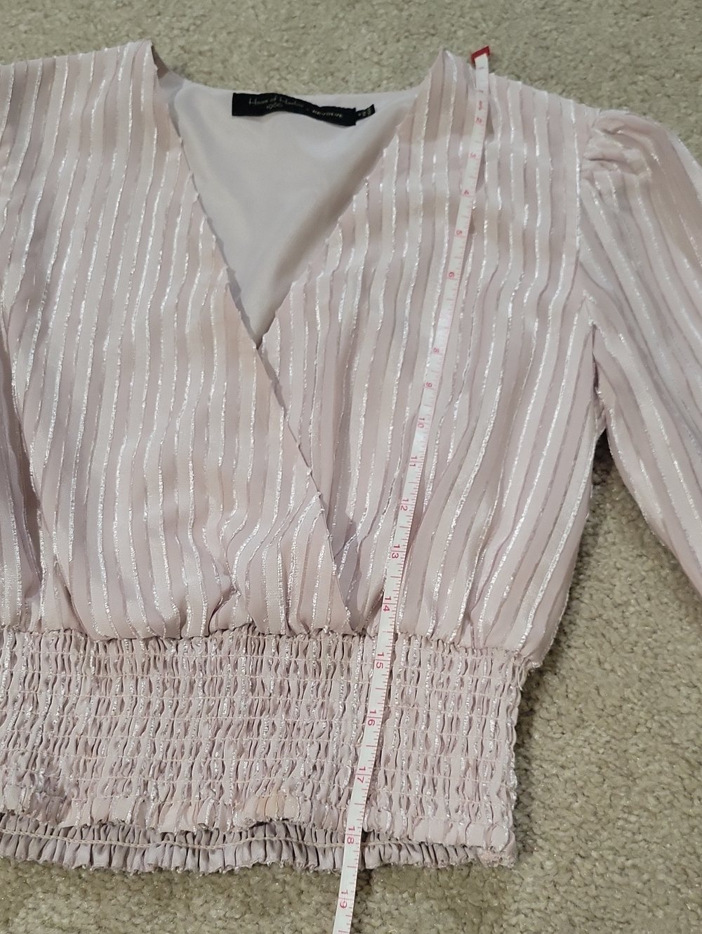 House of Harlow 1960 Blush Pink Metallic Stripe Wrap Top - Picture 8 of 8
